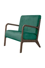 купить красивые Низкое кресло с деревянными подлокотниками Mody Green V2 цвет зеленый в интернет-магазине в Санкт-Петербурге