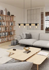 фото 43902 Люстра BAILRIGG, 4X40W (E27), L895, B45, H1100, сталь, дерево, черный, коричневый в Санкт-Петербурге