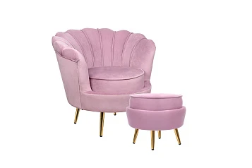 Кресло с пуфом ракушка Pearl Pink в Санкт-Петербурге