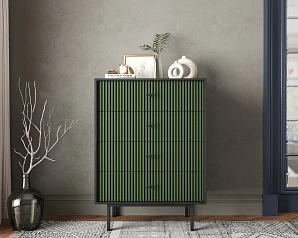 купить Комод вертикальный с четырьмя ящиками "Emerson" арт EM18/green/L в интернет-магазине в Санкт-Петербурге