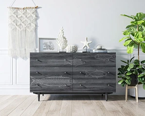 стильный Комод "Boho" 6 ящиков с рыбами арт BH01 на заказ в Санкт-Петербурге