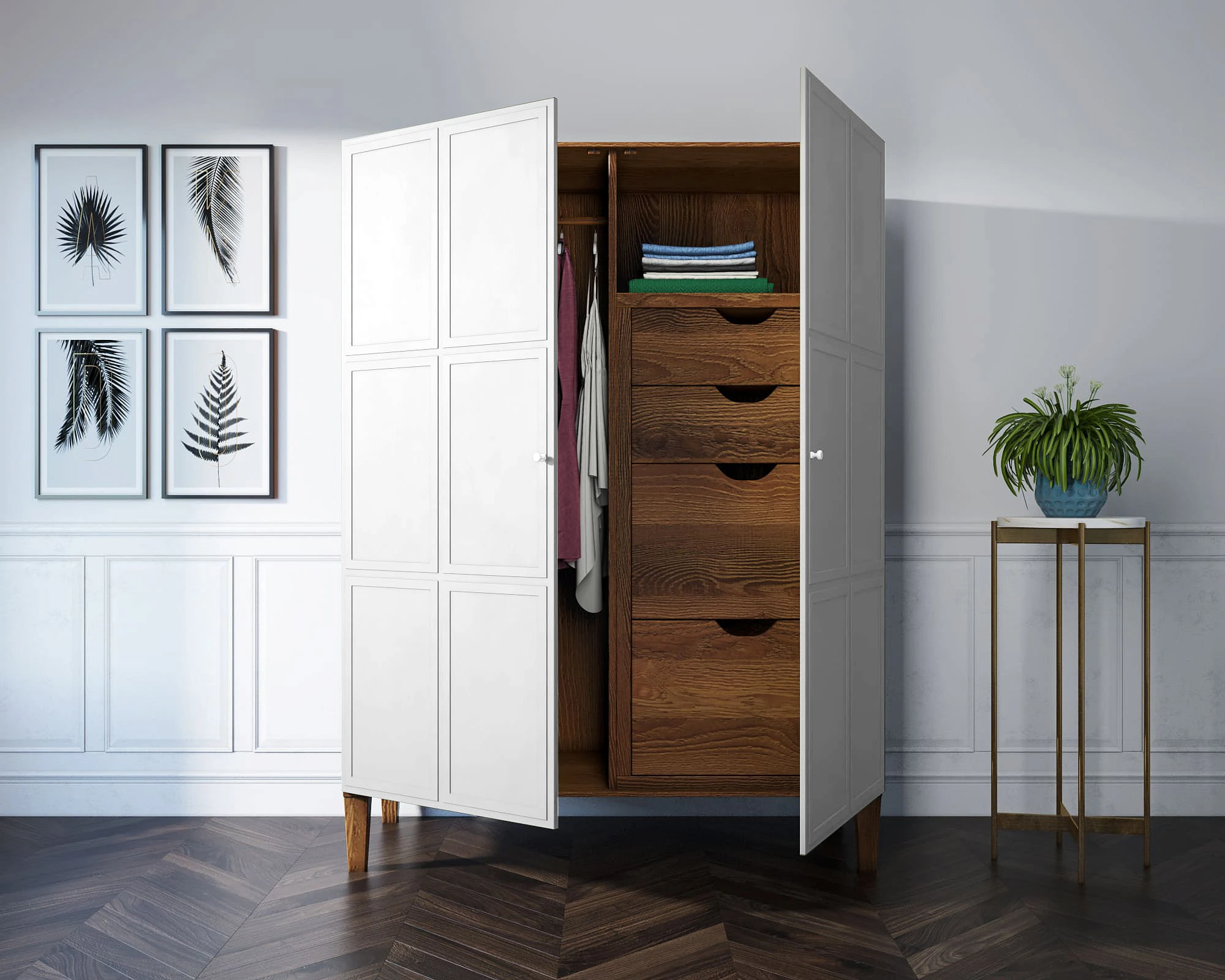 Шкаф "Andersen" широкий двухстворчатый арт AN27WH в интернет-магазине в Санкт-Петербурге