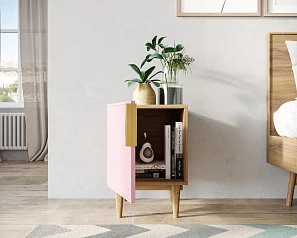 стильные Тумбочка с дверкой "Line" LN08/GR1/pink в Санкт-Петербурге