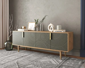 Комод под TV с четыремя дверками "Line" R21/browngrey в интерьере в Санкт-Петербурге