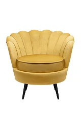 купить стильное Низкое кресло ракушка Pearl Yellow на черных ножках в Санкт-Петербурге
