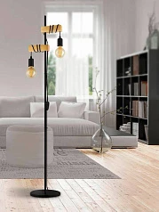 заказать 32919 Торшер с ножн. выкл. TOWNSHEND, 2х10W (E27), L205, B250, H1665, сталь, дерево, черный, коричне в Санкт-Петербурге