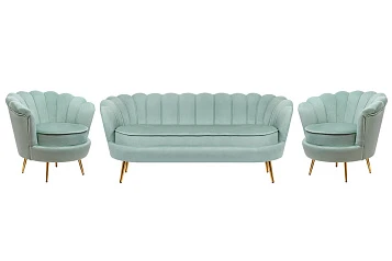 Комплект кресел и дивана ракушка Pearl Triple Green в Санкт-Петербурге