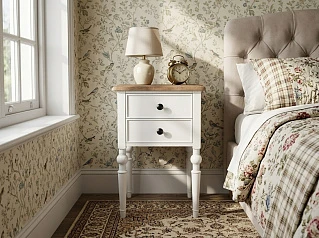 Тумбочка "Одри (Odri)" с двумя ящиками арт od2102S Белый в интерьере в Санкт-Петербурге