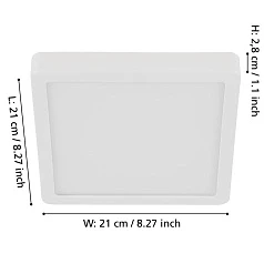 заказать 900591 Накладной светильник диммируемый FUEVA 5, 17W (LED), 3000K, L210, B210, H28, сталь, белый / пластик, белый в Санкт-Петербурге