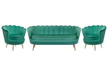 стильный Комплект кресел и дивана ракушка Pearl Triple Green V2 в Санкт-Петербурге