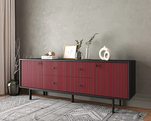 красивый Комод две дверки и четыре ящика "Emerson" арт EM19/red/L в Санкт-Петербурге