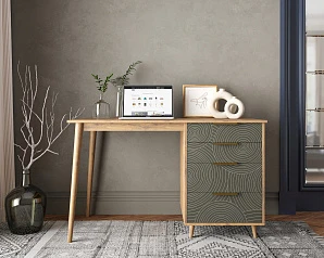 купить красивый Стол рабочий "Line" одной тумбой R23/browngrey в интернет-магазине в Санкт-Петербурге