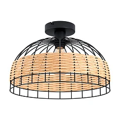 купить стильные 43398 Потол. светильник ANWICK, 1x60W(E27), ?380, H265, сталь, черный/ротанг, натуральный в Санкт-Петербурге