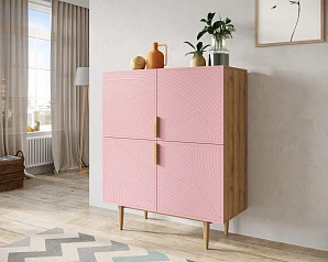 купить Большой комод с четырьмя дверками "Line" LN03/GR1/pink в интернет-магазине в Санкт-Петербурге