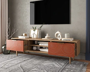 купить стильные Комод "Line" с нишей низкий под TV R27/red в Санкт-Петербурге