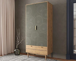 купить красивый Шкаф двухстворчатый  с ящиками "Line" R26/browngrey в Санкт-Петербурге