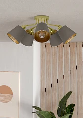 фото 31535 Люстра потолочная MASERLO, 5X60(Е27), металл, кремово-золотой/текстиль, капучино в интерьере в Санкт-Петербурге