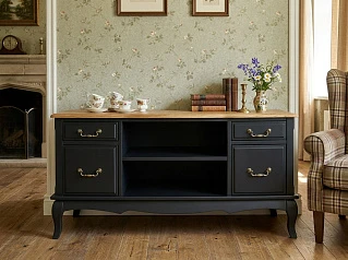 купить красивые Комод под TV "Леонтина (Leontina)" в черном цвете арт ST9328BLK в Санкт-Петербурге