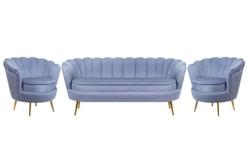 стильный Комплект кресел и дивана ракушка Pearl Triple Blue на заказ в Санкт-Петербурге