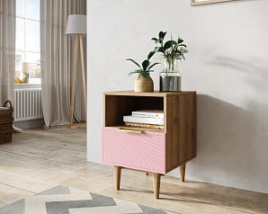 Тумбочка с нижним ящиком "Line" LN09/GR1/pink на заказ в интернет-магазине в Санкт-Петербурге