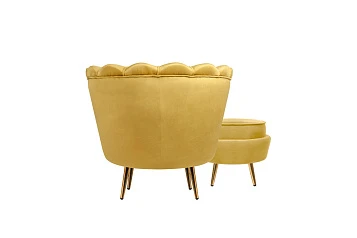 Кресло с пуфом ракушка Pearl Yellow в Санкт-Петербурге