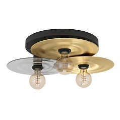 44027 Потолочная люстра LINTMILL, 3х40W (E27), H200, ?530, сталь, черный, брашированная латунь / стекло, серый в интернет-магазине в Санкт-Петербурге