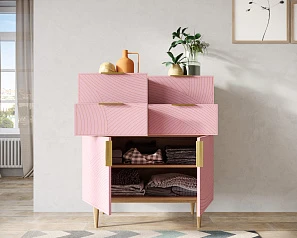фото Большой комод с четырьмя ящиками и дверками "Line" LN17/GR1/pink в Санкт-Петербурге