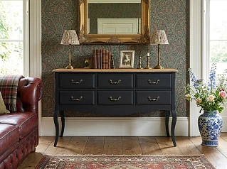 купить Консоль "Леонтина (Leontina)" в черном цвете 6 ящиков арт ST9358BLK в Санкт-Петербурге