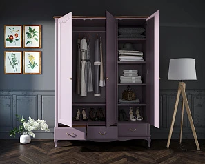 заказать Шкаф Leontina Lavanda для одежды трехстворчатый с ящиками арт ST9327KR/3L в интернет-магазине в Санкт-Петербурге