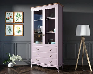 купить стильный Шкаф "Leontina Lavanda" для посуды высокий 3 ящика арт ST9355/3L в интернет-магазине в Санкт-Петербурге