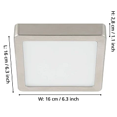 900593 Накладной светильник диммируемый FUEVA 5, 11W (LED), 3000K, L160, B160, H28, сталь, матовый никель / пластик, белый в интернет-магазине в Санкт-Петербурге