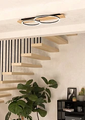 заказать 901716 Светодиодный потолочный светильник BOYAL, 2х12W(LED), 3400lm, сталь, дерево, черн., коричн, пластик, белый в интернет-магазине в Санкт-Петербурге