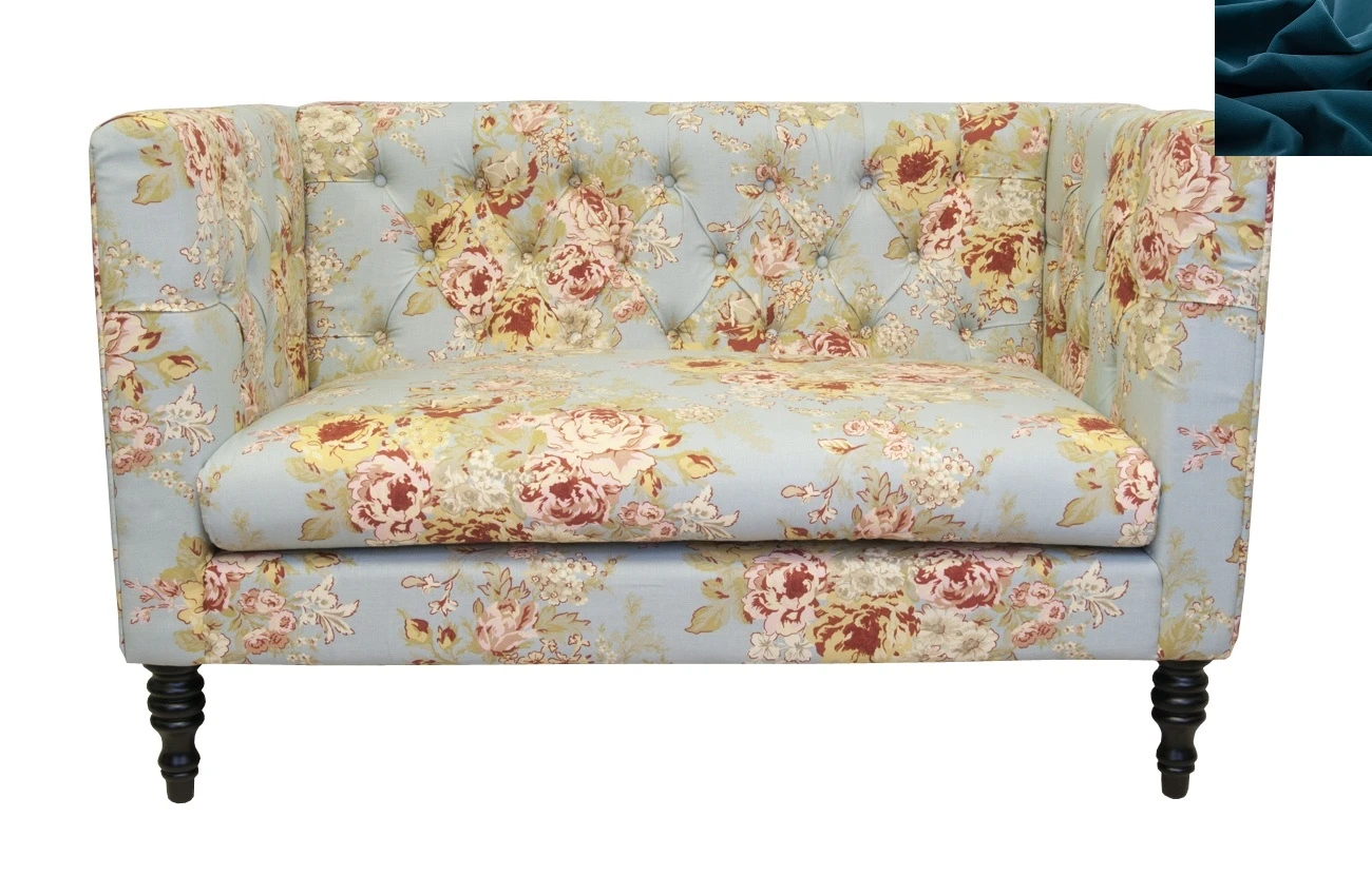 купить Прямой двухместный диван Rose синий в интернет-магазине в Санкт-Петербурге