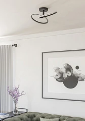 902144 Светодиодный настенно-потолочный светильник с регулировкой цветовой температуры CONGIUNTI, 12W(LED), 2700K, 4000K, 6500K, 1500lm, сталь, черный в Санкт-Петербурге