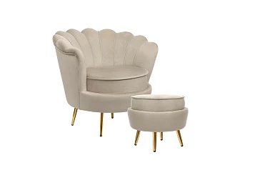 купить Кресло с пуфом ракушка Pearl Taupe в Санкт-Петербурге