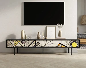 фото Комод с четырьмя ящиками под TV "Emerson" by Kandinsky арт EM06/Print_01 в интерьере в Санкт-Петербурге