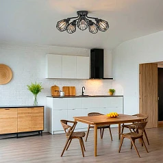 31532 Люстра TARBES, 5x60W(E27), сталь, черный в интерьере в Санкт-Петербурге