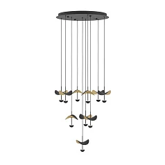 заказать стильные 390339 Люстра диммируемая DRACERA, 10X2,3W (LED), 3000K, 2800lm, ?580, сталь, черный/сталь, черный, золотой в Санкт-Петербурге