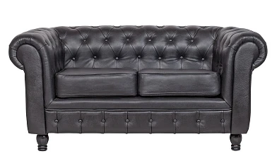красивый Диван из черной кожи Chesterfield Black Leather 2S в Санкт-Петербурге