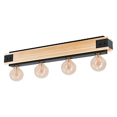 43466 Потол. светильник LAYHAM, 4х60W (E27), L760, B85, H100, дерево, сталь, черный в Санкт-Петербурге