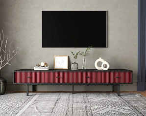 Комод с четырьмя ящиками под TV "Emerson" арт EM06/red/L в интерьере в Санкт-Петербурге