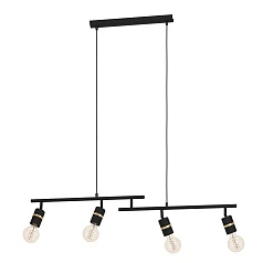 900177 Подвесной потолочный светильник LURONE, 4x10W, E27, L1000, B50, H1100, сталь, черный, латунь в интернет-магазине в Санкт-Петербурге