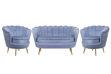 Комплект кресел и дивана ракушка Pearl Double Blue на заказ в Санкт-Петербурге