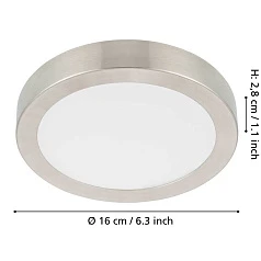 фото 900583 Накладной светильник диммируемый FUEVA 5, 11W (LED), 3000K, ?160, сталь, матовый никель / пластик, белый в интерьере в Санкт-Петербурге