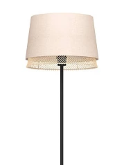 купить 43978 Торшер с ножным выключателем TABLEY, 1X40W (E27), H1530, сталь, черный / текстиль, дерево, коричневый в Санкт-Петербурге