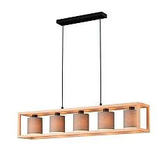 стильные 390109 Подвесной потолочный светильник (люстра) GRANADOS, 5x40W, E27, L1000, B200, H1500, сталь, дер в Санкт-Петербурге