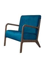 стильное Низкое кресло с деревянными подлокотниками Mody Marine цвет синий в Санкт-Петербурге