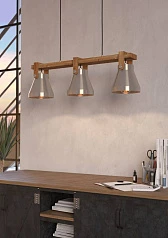 стильные 43952 Люстра CAWTON, 3X40W (E27), L760, B160, H1100, сталь, дерево, коричневый в Санкт-Петербурге