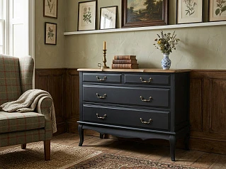 стильные Комод "Леонтина (Leontina)" в черном цвете на 4 ящика арт ST9315BLK в Санкт-Петербурге