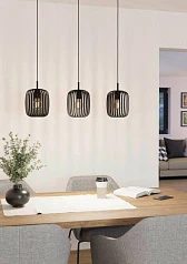 900495 Подвесной потолочный светильник ROMAZZINA, 3x40W, E27, L900, B200, H1100, сталь, черный в Санкт-Петербурге